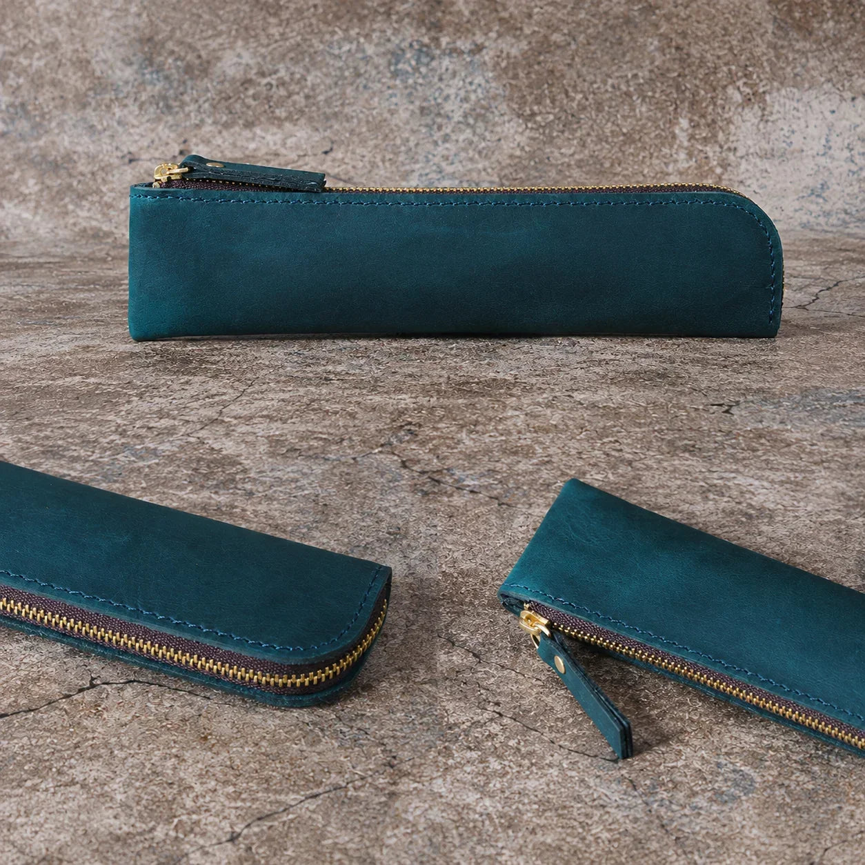 Men’s Leather Pen Case - Vintage Zip Pouch