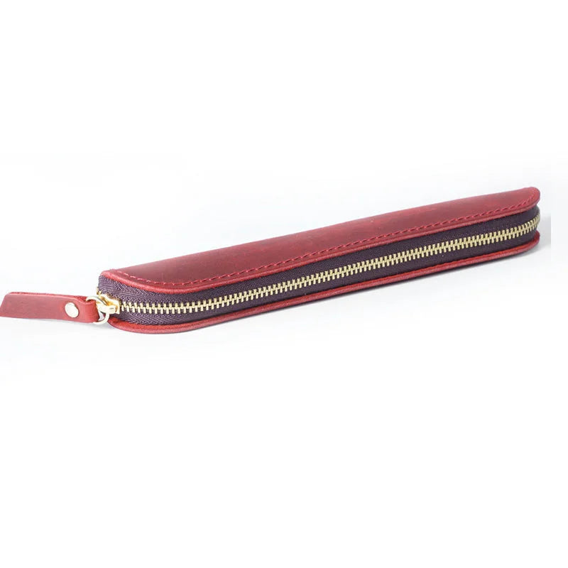 Men’s Leather Pen Case - Zip Closure Single Pen Sleeve