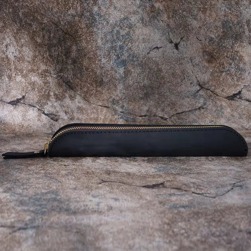 Men’s Leather Pen Case - Zip Closure Single Pen Sleeve