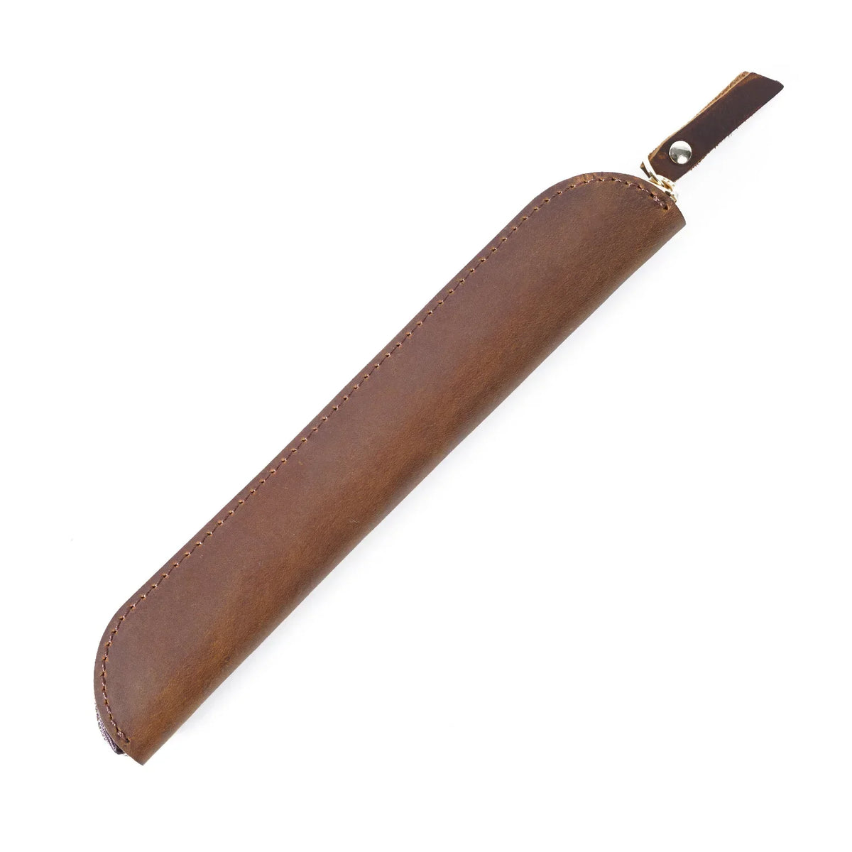 Men’s Leather Pen Case - Zip Closure Single Pen Sleeve - Brown