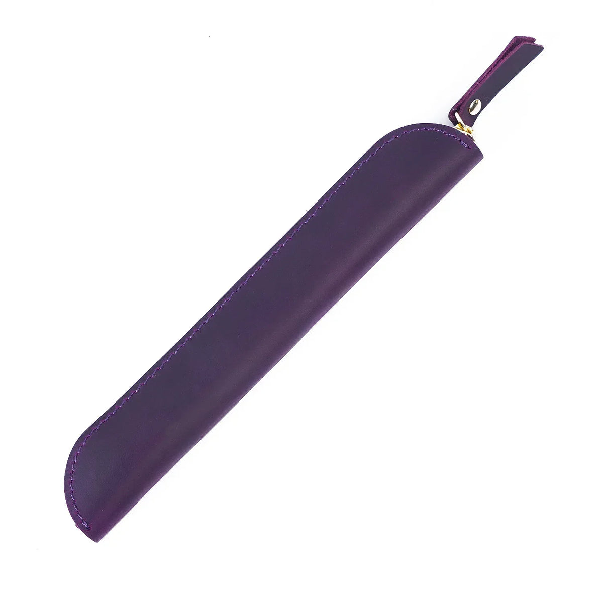 Men’s Leather Pen Case - Zip Closure Single Pen Sleeve - Purple