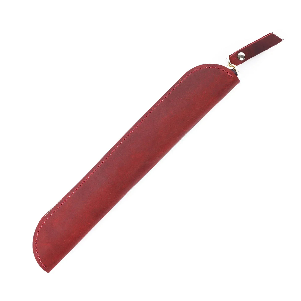 Men’s Leather Pen Case - Zip Closure Single Pen Sleeve - Red