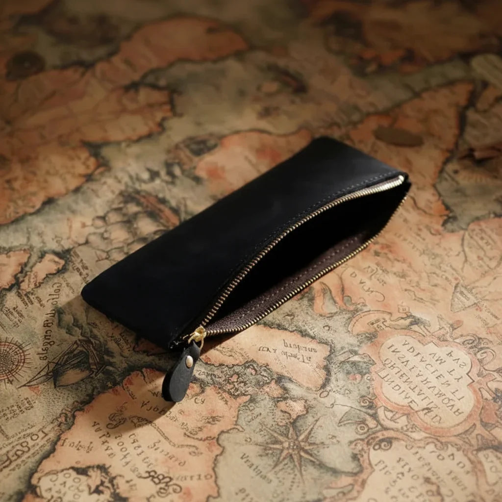 Men’s Leather Pencil Case - Crazy Horse Zip Pouch