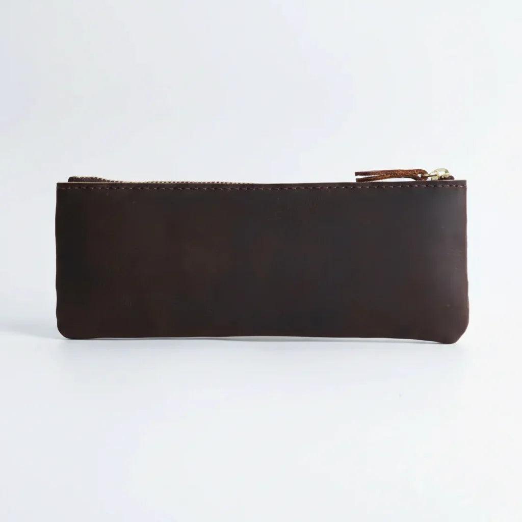 Men’s Leather Pencil Case - Crazy Horse Zip Pouch