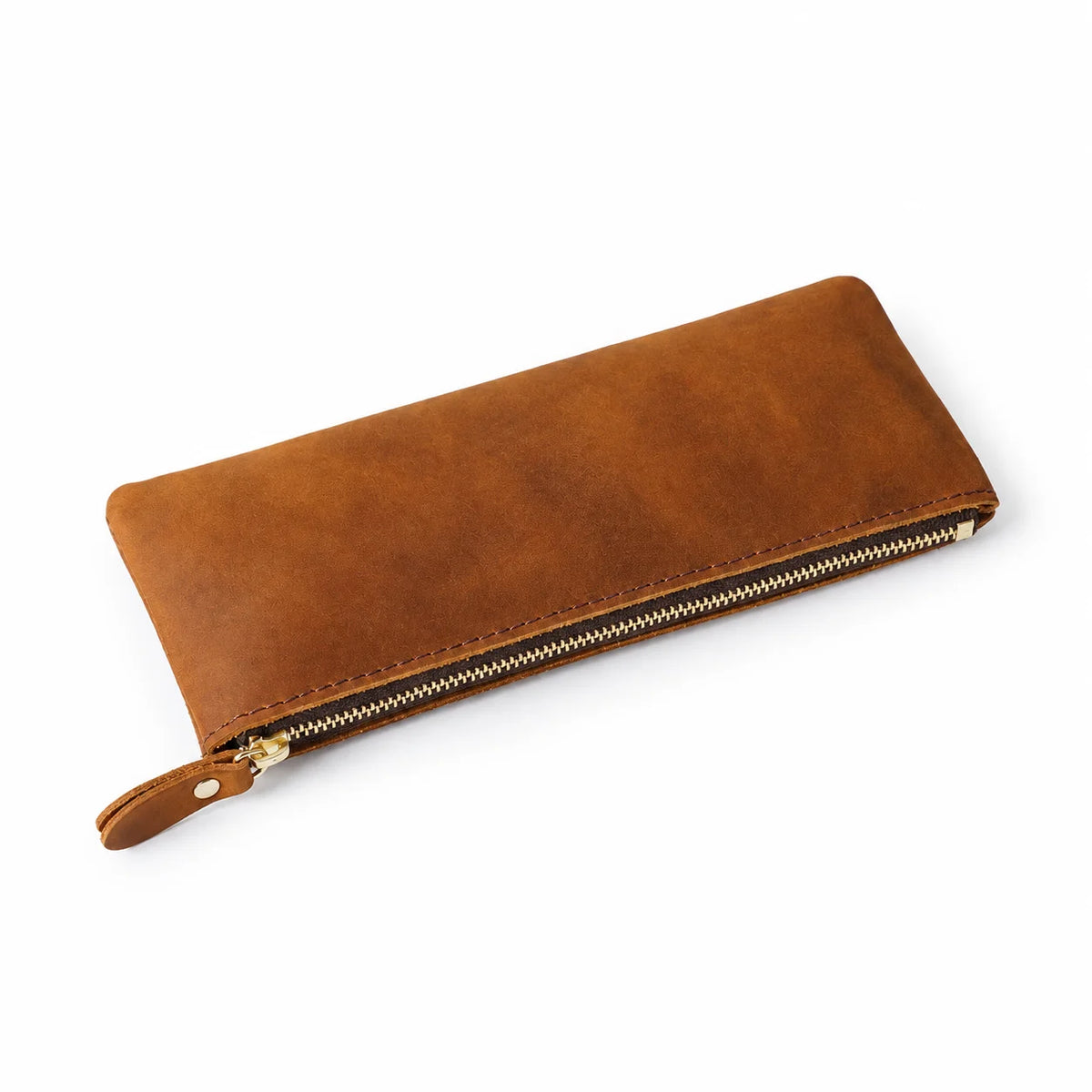 Men’s Leather Pencil Case - Crazy Horse Zip Pouch