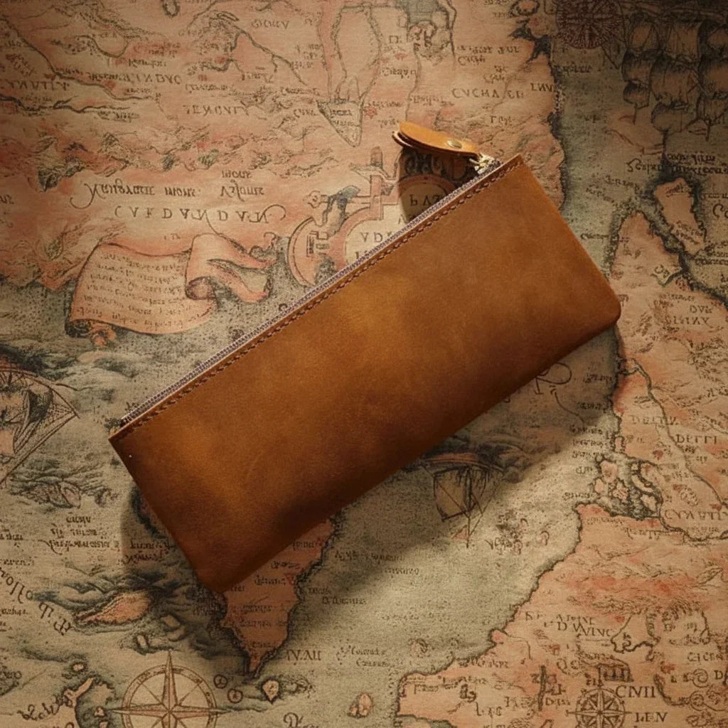 Men’s Leather Pencil Case - Crazy Horse Zip Pouch