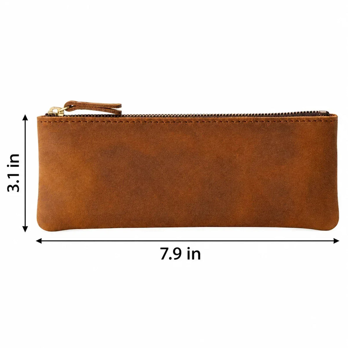 Men’s Leather Pencil Case - Crazy Horse Zip Pouch