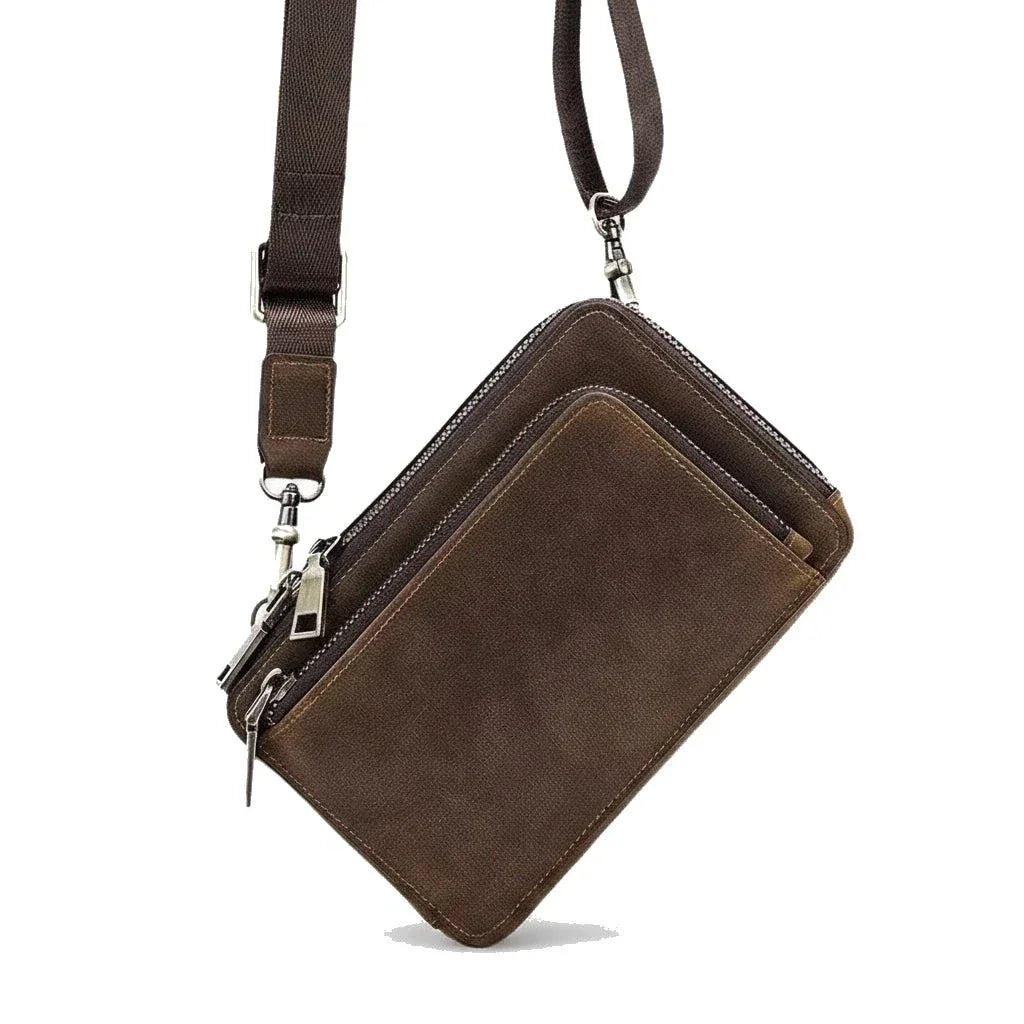 Men’s Leather Phone Bag - Crossbody Pouch with Belt Loop