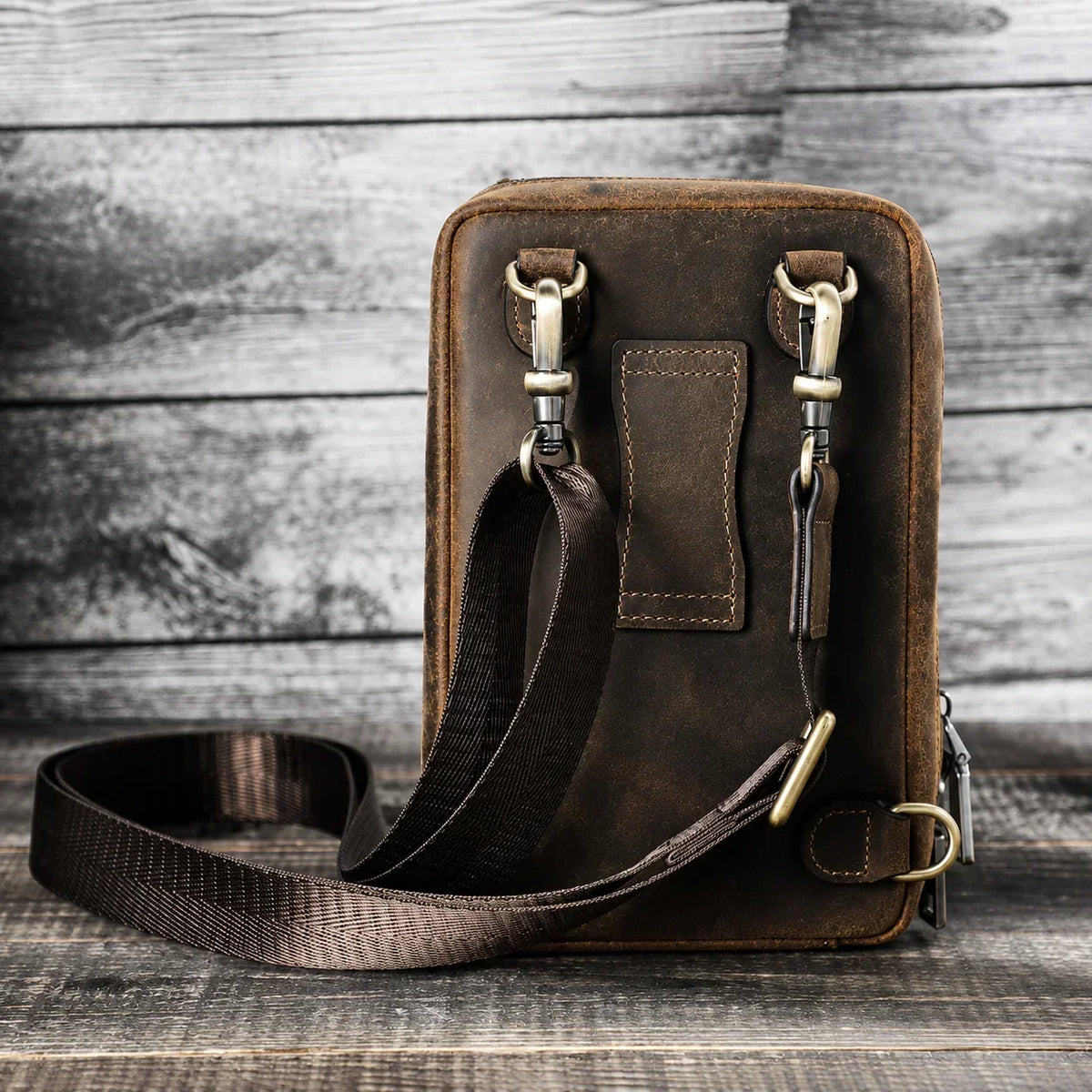 Men’s Leather Phone Bag - Crossbody Pouch with Belt Loop
