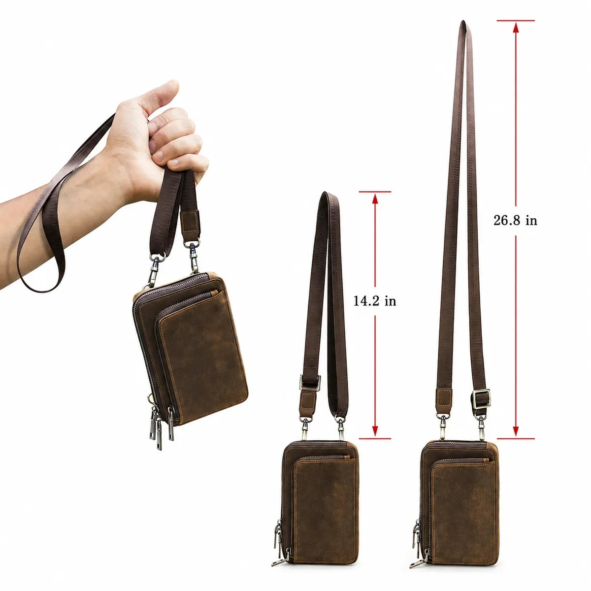 Men’s Leather Phone Bag - Crossbody Pouch with Belt Loop