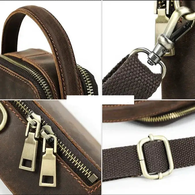 Men’s Leather Phone Crossbody Bag – Vertical Card Slot Carry