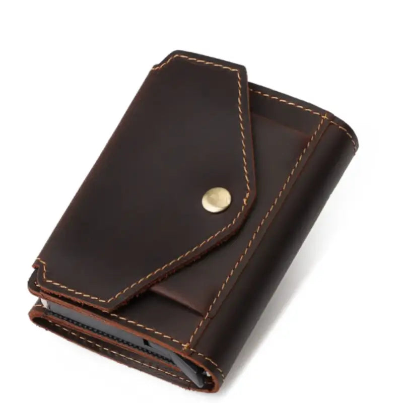 Men’s Leather RFID Card Holder – Pop-Up Wallet with Money Clip