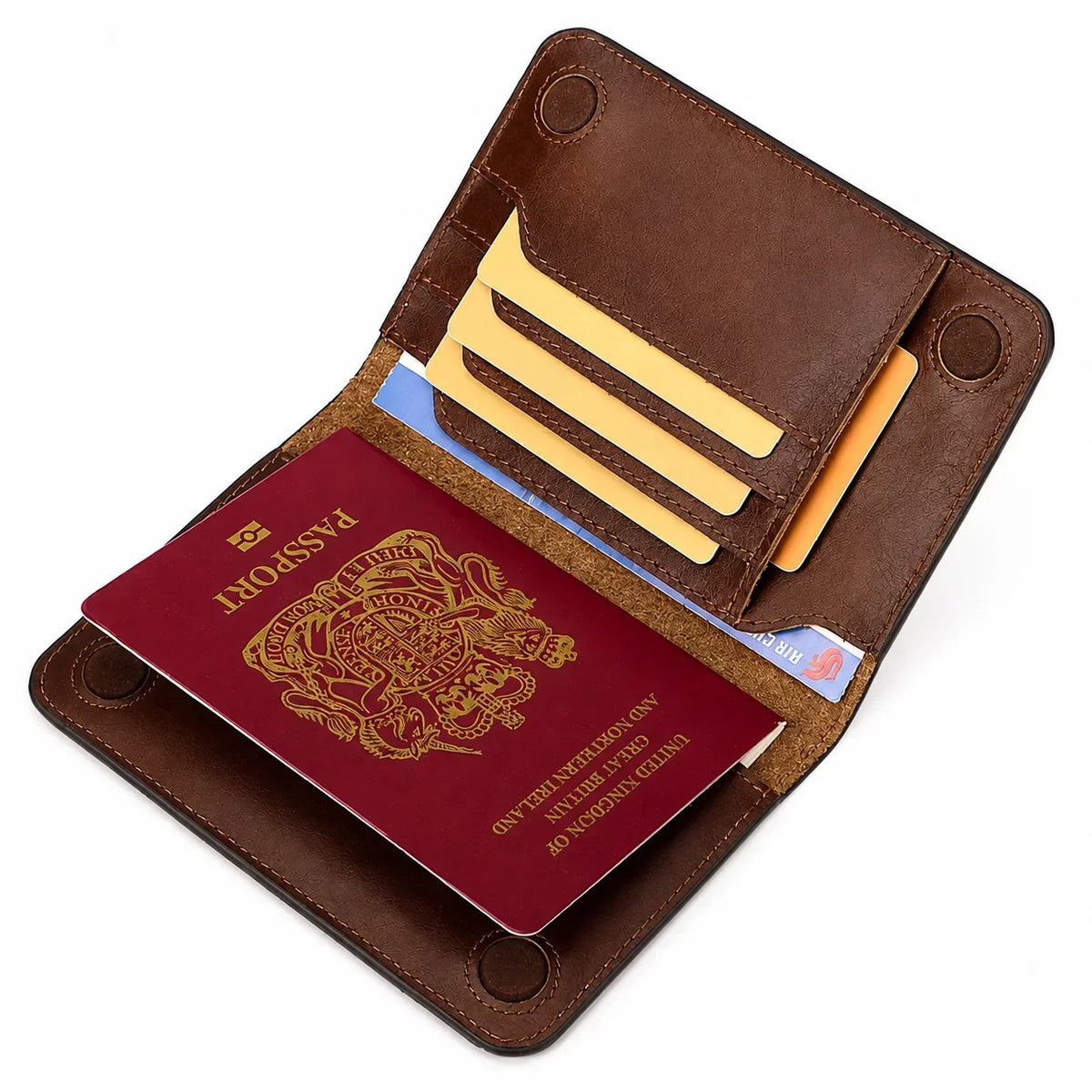 Men’s Leather RFID Passport Holder - Card & Boarding Pass Slots