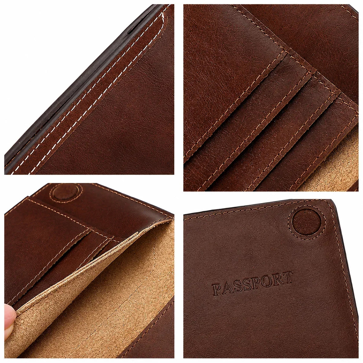 Men’s Leather RFID Passport Holder - Card & Boarding Pass Slots