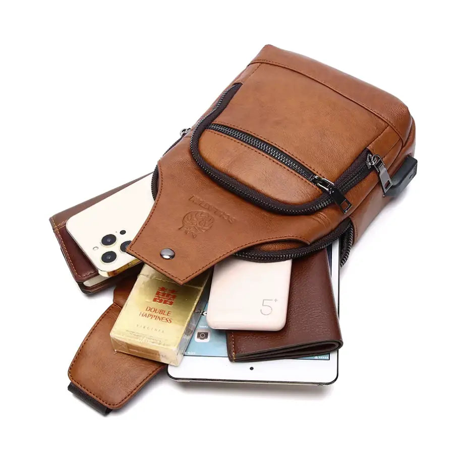 Men’s Leather Sling Bag – Compact Crossbody Everyday Carry