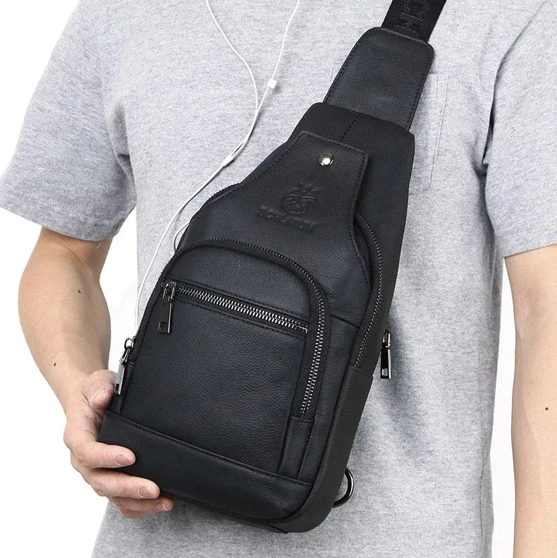Men’s Leather Sling Bag – Compact Crossbody Everyday Carry