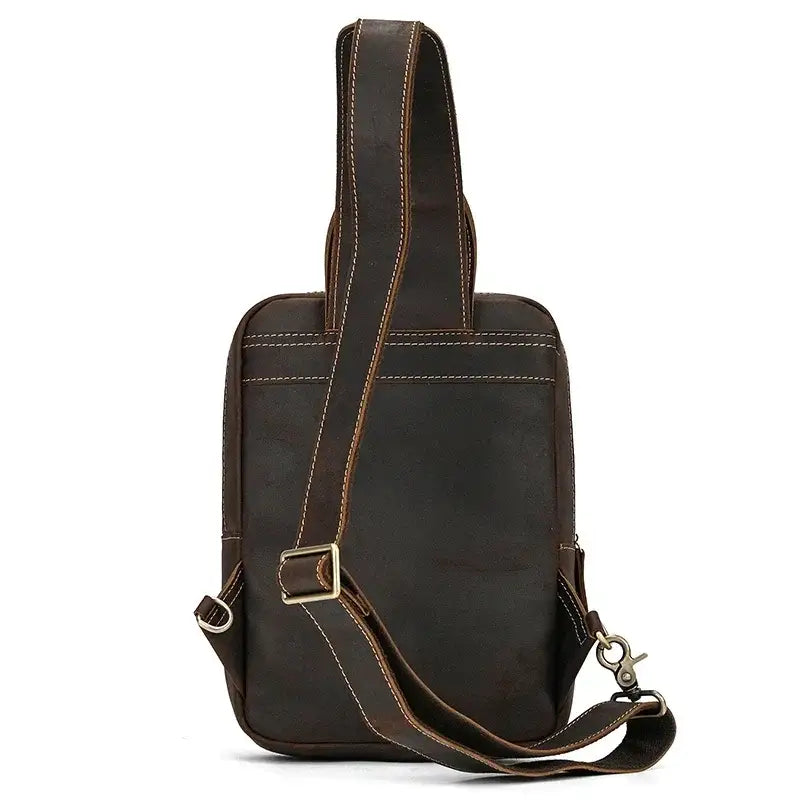 Men’s Leather Sling Bag – Crazy Horse Crossbody Chest Bag