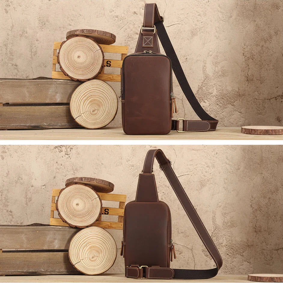 Men’s Leather Sling Bag - Crazy Horse Vintage