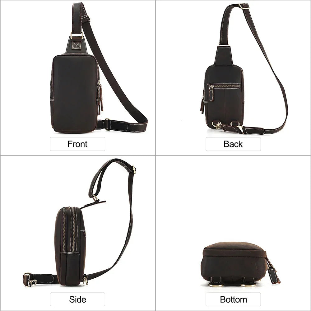 Men’s Leather Sling Bag - Crazy Horse Vintage