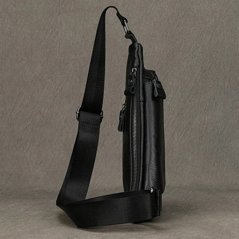Men’s Leather Sling Bag - Genuine Cowhide Chest Pack