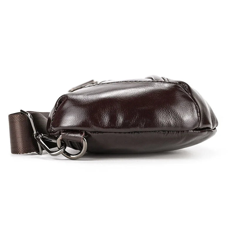 Men’s Leather Sling Bag - Oil Wax Cowhide Compact Chest Pack