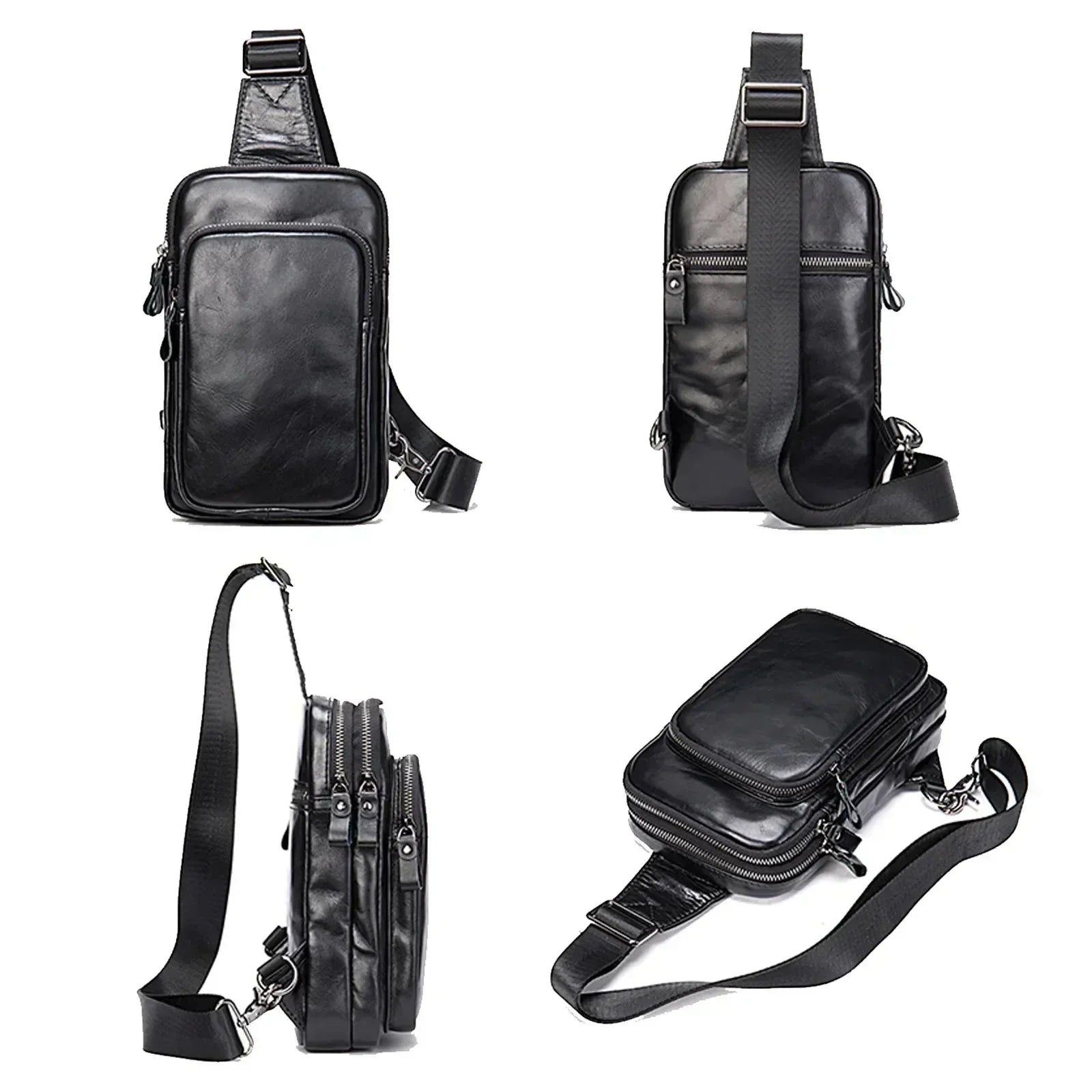 Men’s Leather Sling Bag - Tablet-Ready Chest Bag