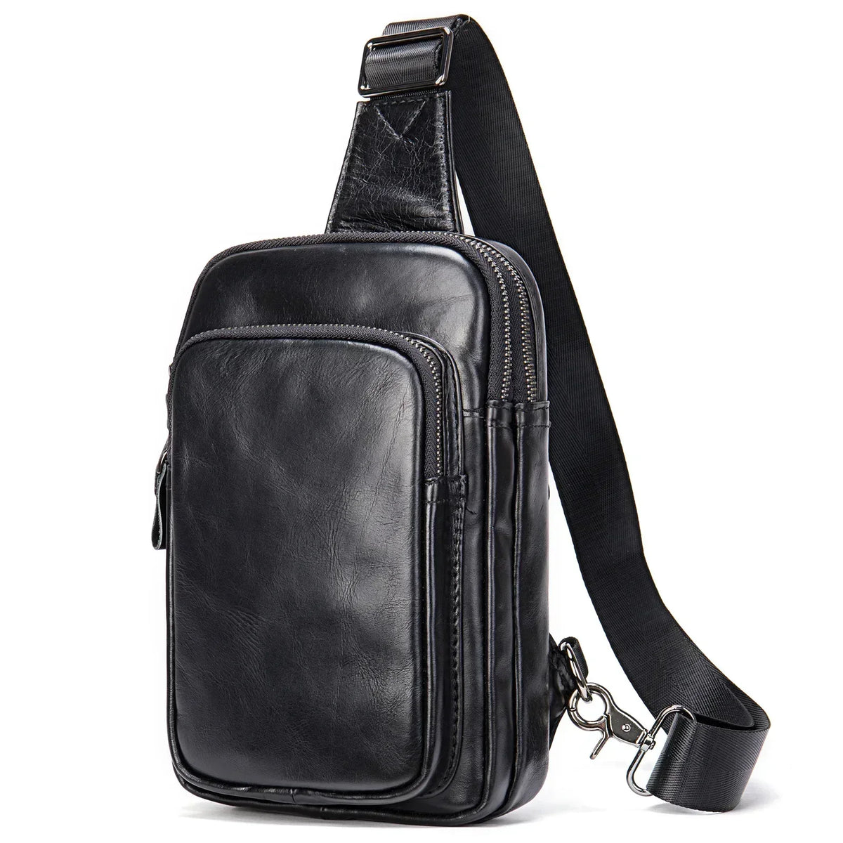 Men’s Leather Sling Bag - Tablet-Ready Chest Bag