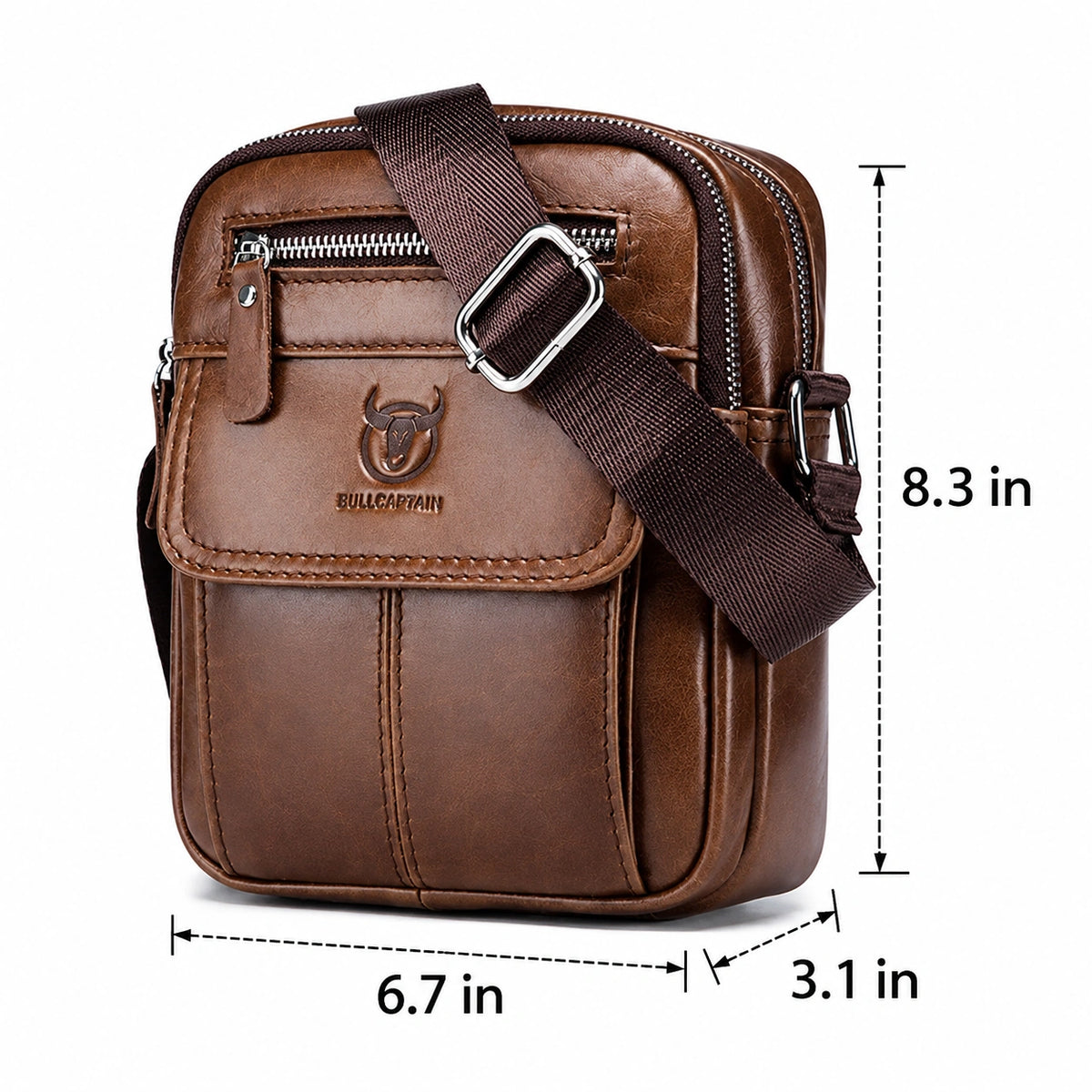 Men’s Leather Small Crossbody Bag – Compact Multi-Pocket Everyday Carry