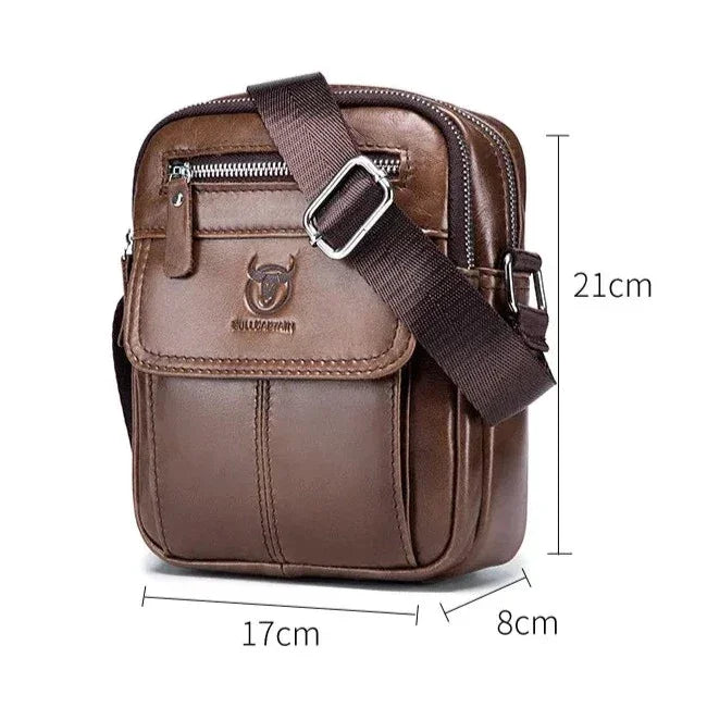 Men’s Leather Small Crossbody Bag – Compact Multi-Pocket Everyday Carry