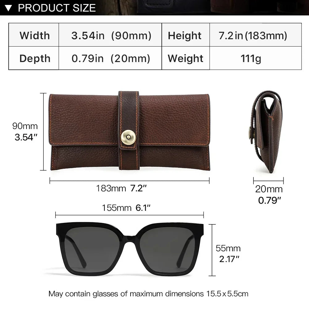 Men’s Leather Sunglasses Case - Crazy Horse Travel Pouch - Coffee
