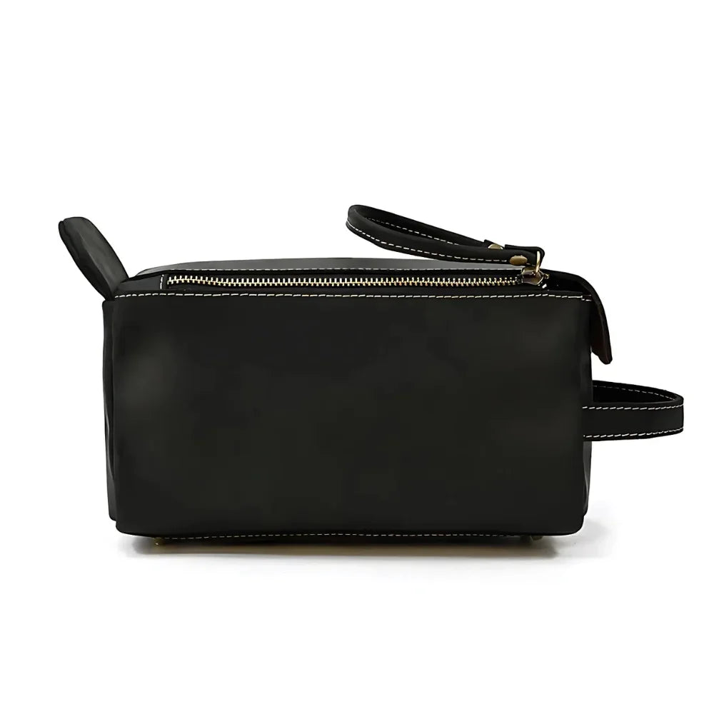 Men’s Leather Toiletry Bag – Compact Travel Dopp Kit