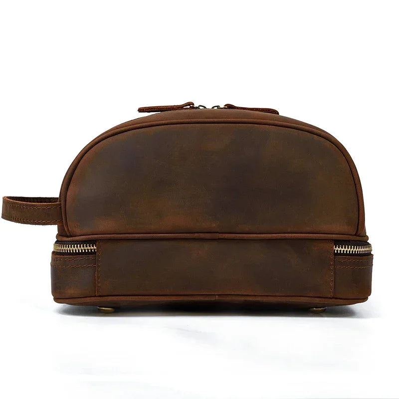 Men’s Leather Toiletry Bag - Double-Zip Dopp Kit