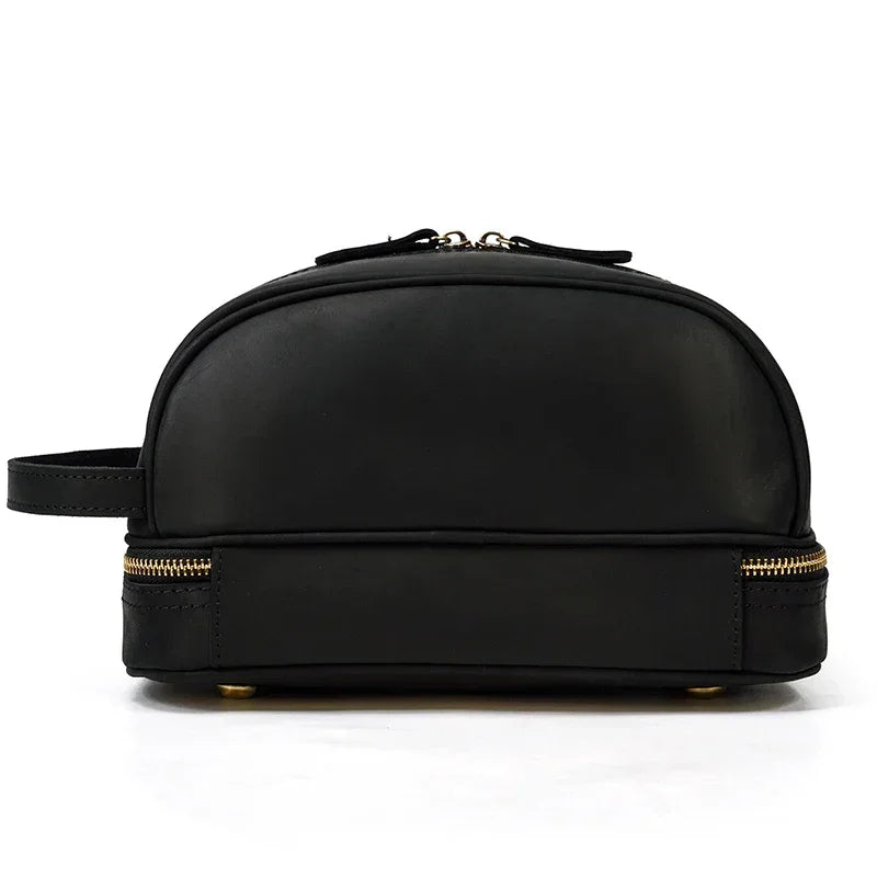 Men’s Leather Toiletry Bag - Double-Zip Dopp Kit
