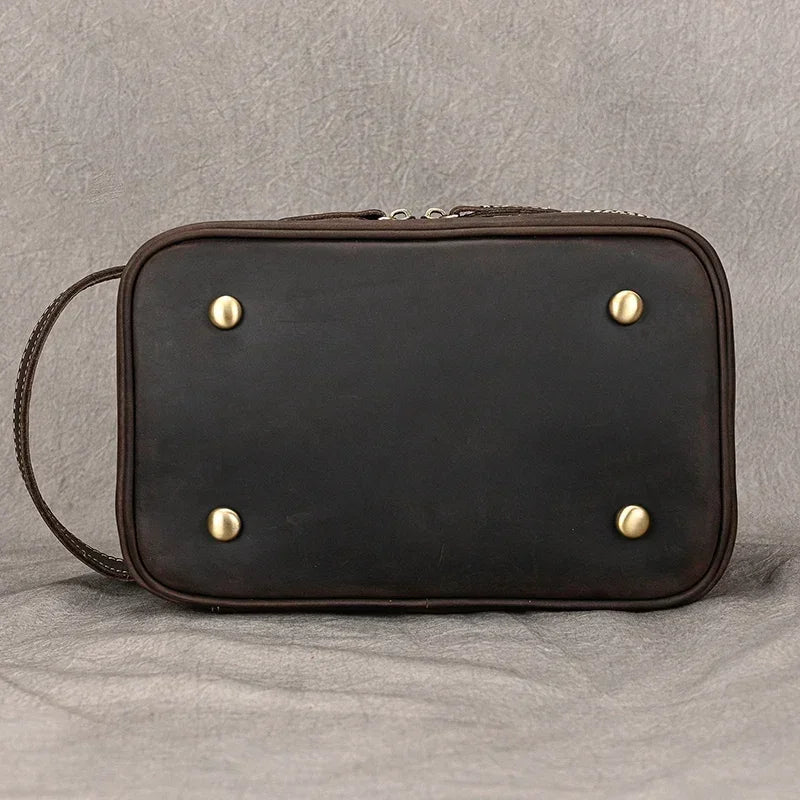Men’s Leather Toiletry Bag - Double-Zip Dopp Kit