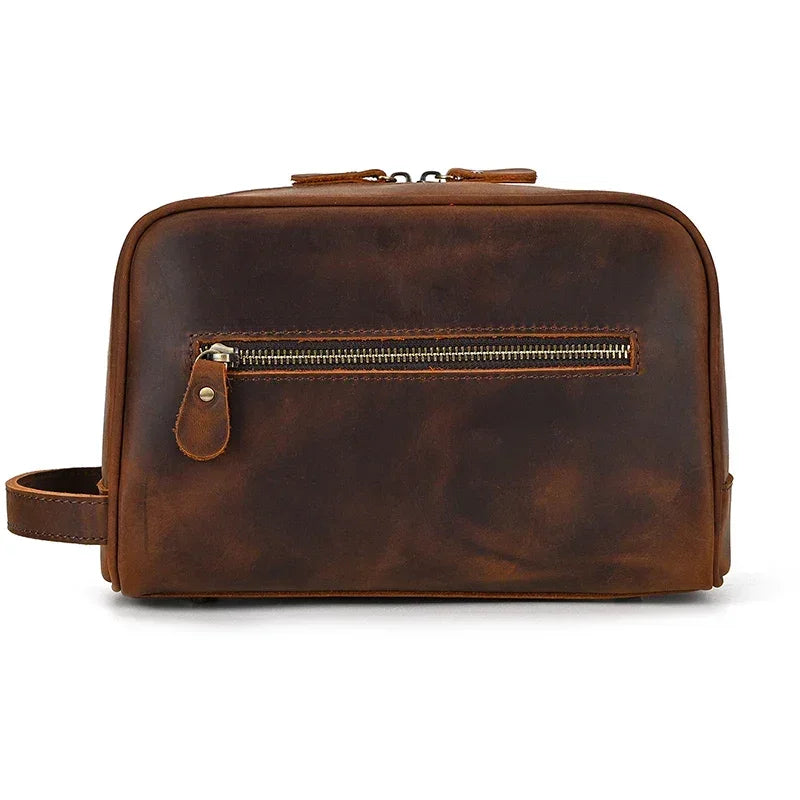 Men’s Leather Toiletry Bag - Front Pocket Dopp Kit