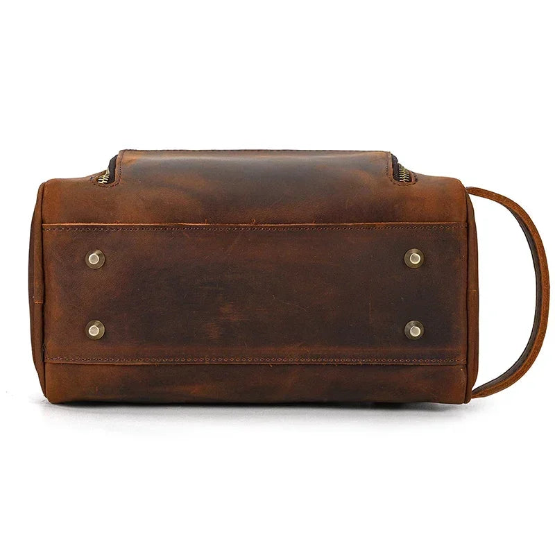Men’s Leather Toiletry Bag - Front Pocket Dopp Kit