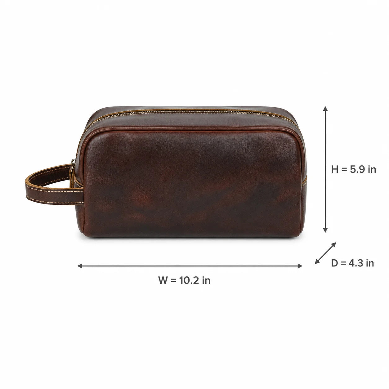 Men’s Leather Toiletry Bag - Full-Grain Dopp Kit for Travel