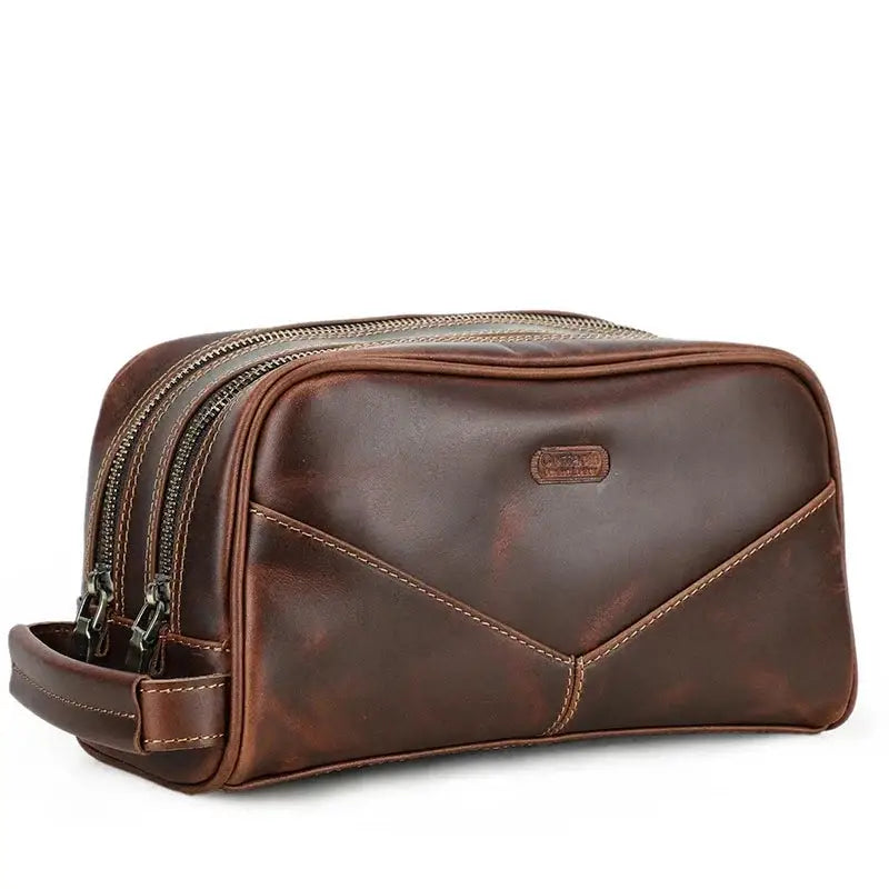 Men’s Leather Toiletry Bag – Vintage Travel Dopp Kit