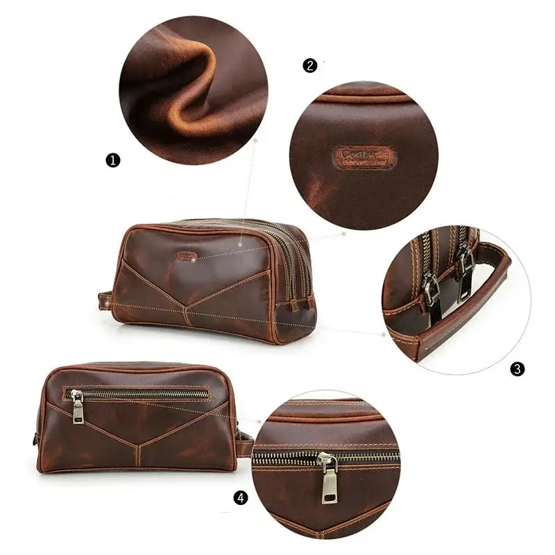 Men’s Leather Toiletry Bag – Vintage Travel Dopp Kit