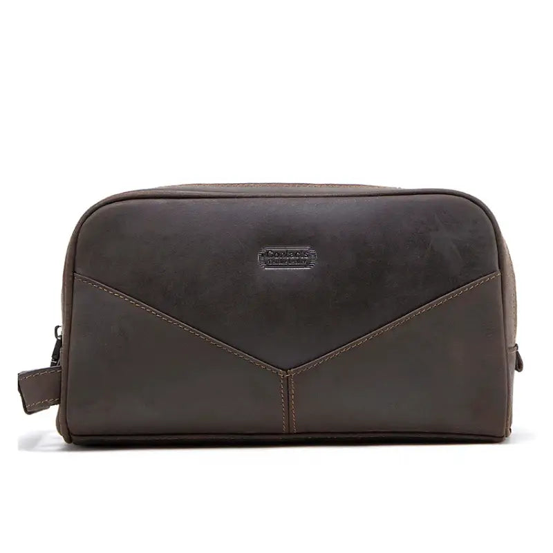Men’s Leather Toiletry Bag – Vintage Travel Dopp Kit - Dark brown
