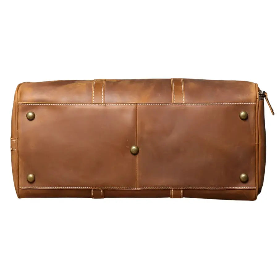 Men’s Leather Travel Duffle Bag – Vintage Weekender with Shoe Compartment