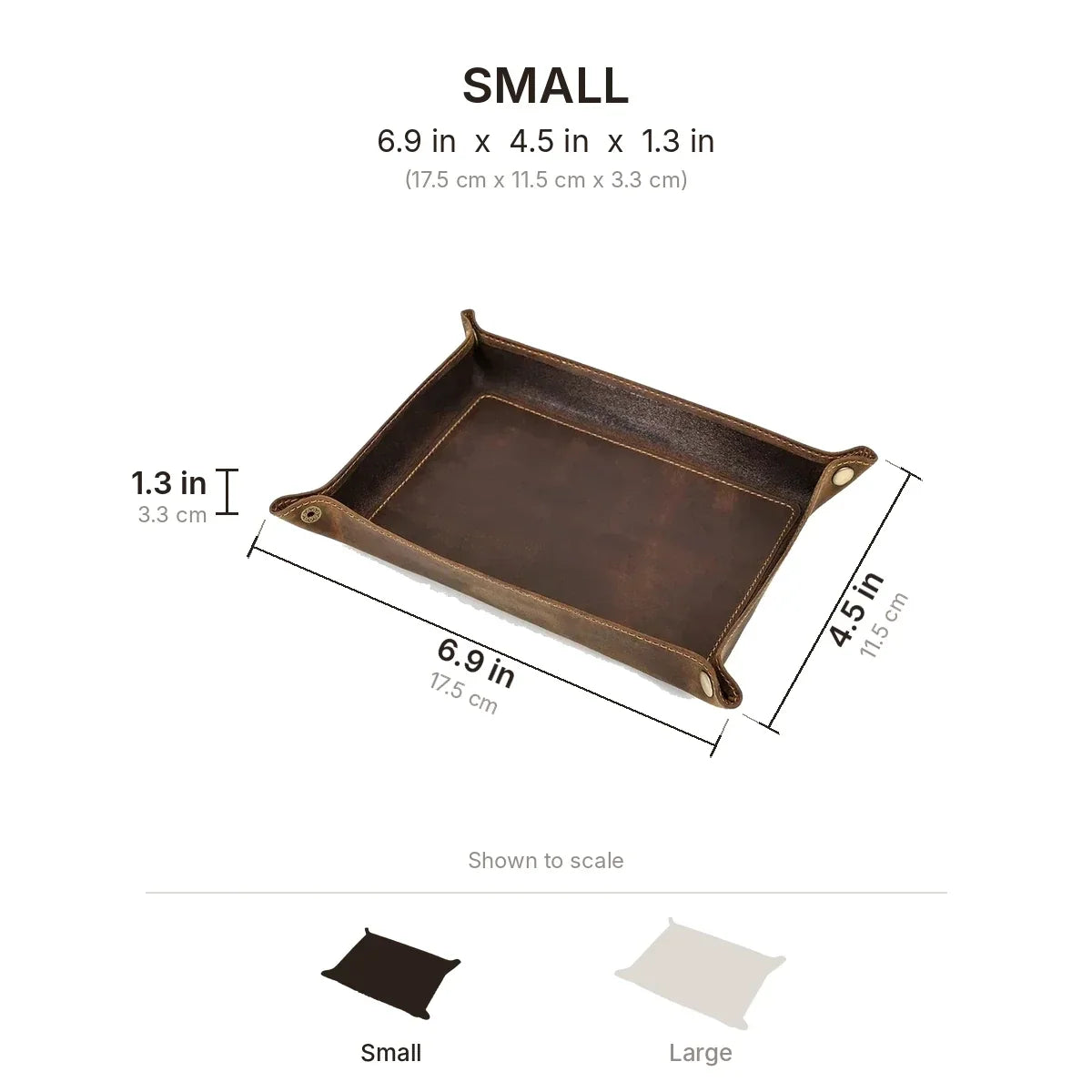 Foldable Leather Valet Tray - Catchall for Keys Watch & Wallet - Small (6.9 x 4.5 in)