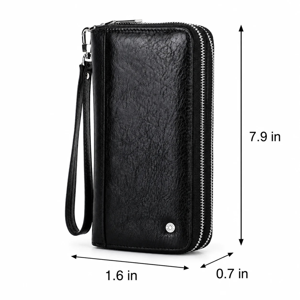 Men’s Leather Wallet - Zip-Around Wristlet with Phone Pocket