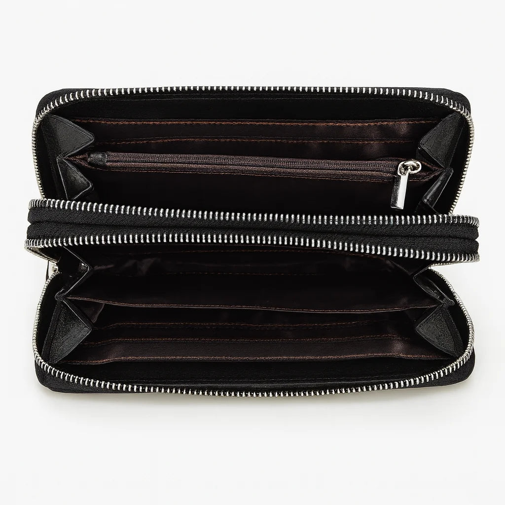 Men’s Leather Wallet - Zip-Around Wristlet with Phone Pocket