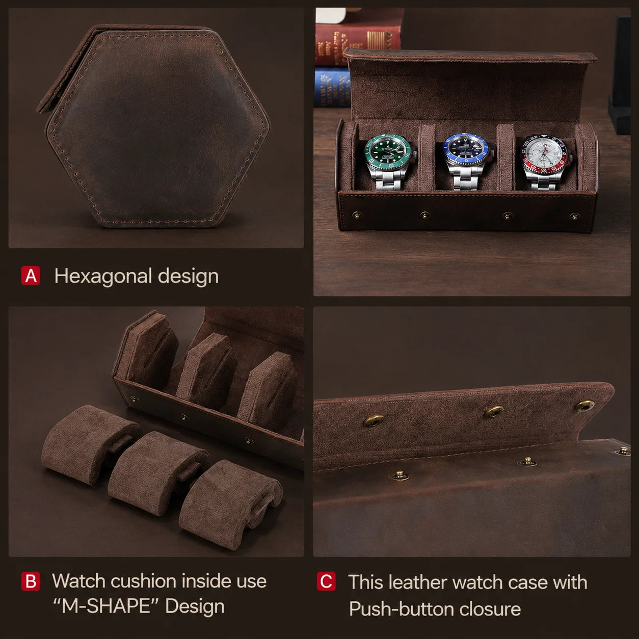 Men’s Leather Watch Box - Multi-Watch Storage Case