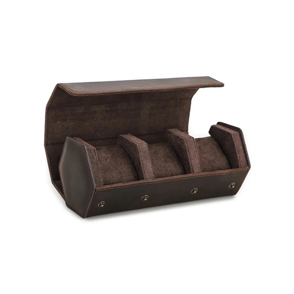 Men’s Leather Watch Box - Multi-Watch Storage Case - 3 Watches