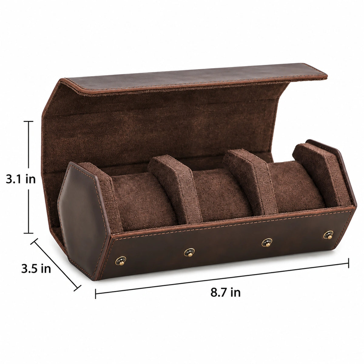 Men’s Leather Watch Box - Multi-Watch Storage Case - 3 Watches