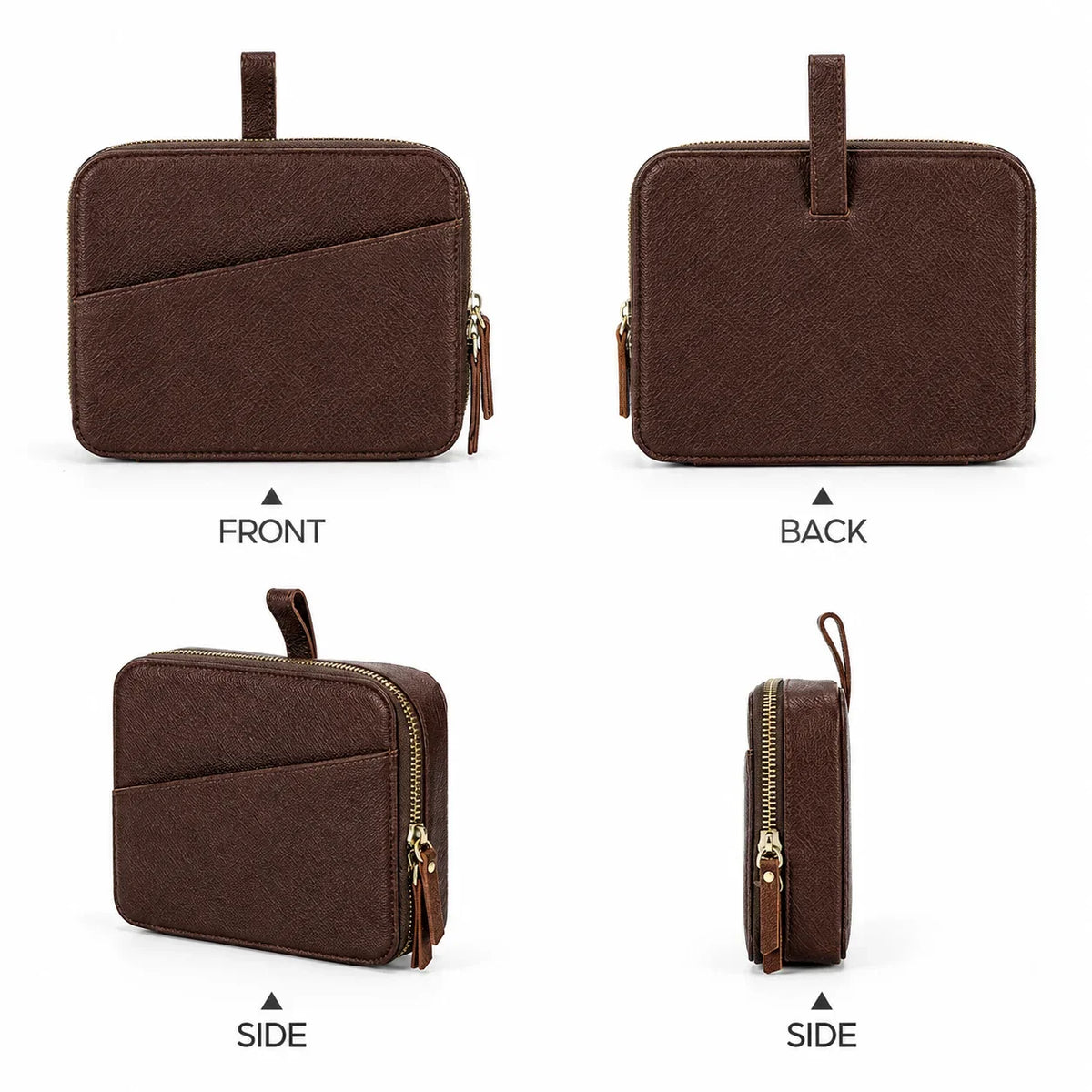 Men’s Leather Watch Case - 6-Slot Strap Organizer - Coffee