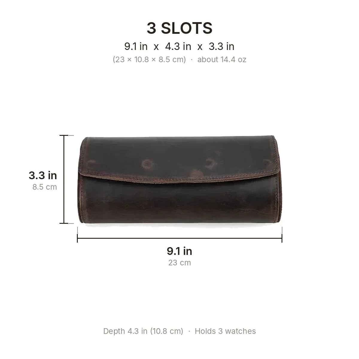 Round Leather Watch Roll with Slide-Out Cushions