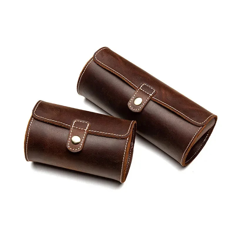 Men’s Leather Watch Roll - Travel Case for 2 or 3 Watches